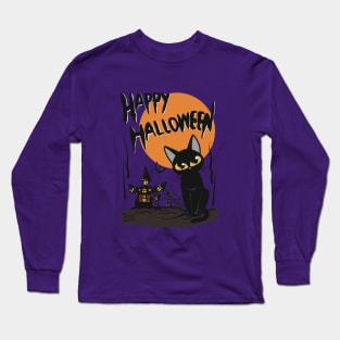 Halloween and cat Long Sleeve T-Shirt